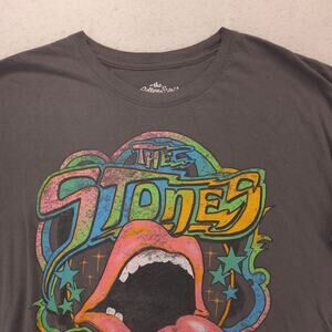 Rolling Stones Band Crew Neck Short Sleeve Graphic T Shirt Womens Size 2XL Gray